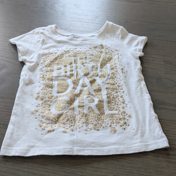 The Children's Place Birthday Girl T-shirt - White / Gold Glitter, 2T - Picture 2 of 5
